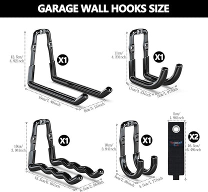 3-H Heavy Duty Garage Hooks 6 Pack, One-Piece Construction Garage Wall Hooks - Image 2