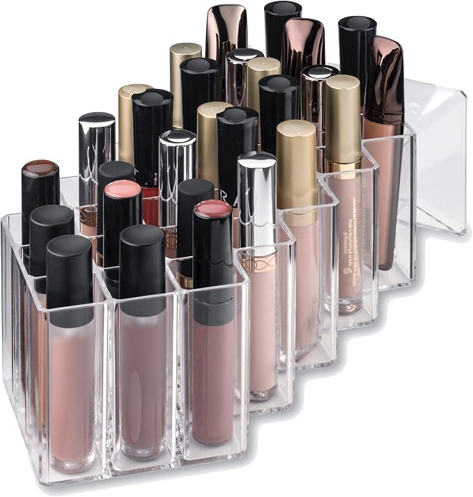 BY ALEGORY Acrylic Lip Gloss Makeup Organizer 28 Space Storage w/Deep Slots - Image 3