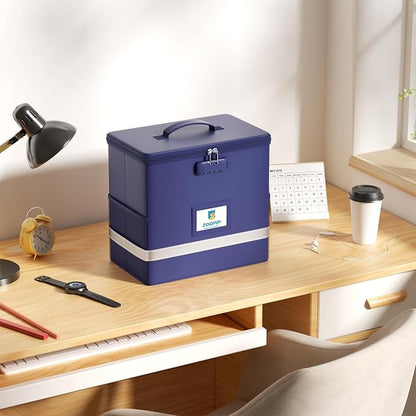Fireproof File Box with Lock, Collapsible Document Organizer, Reflective Strip - Image 5