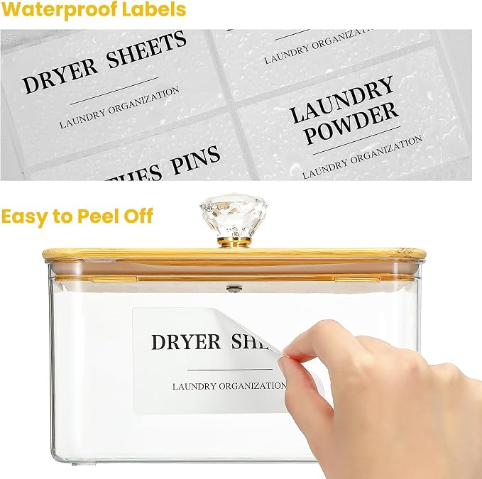 Dryer Sheet Holder with Lid, Dryer Sheet Dispenser with 4 Labels, Laundry Sheet - Image 5