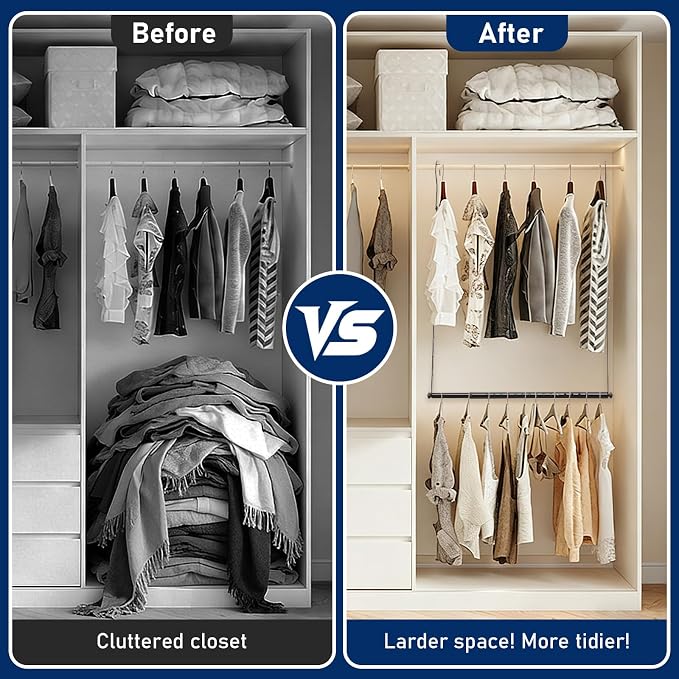 Hanging Closet Rod Extenders, Adjustable Width and Height Closet Extender - Image 7