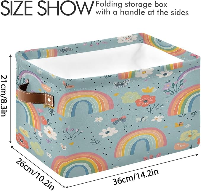 Cute Rainbows Flowers Storage Bins Box Foldable Shelf Basket - Image 3