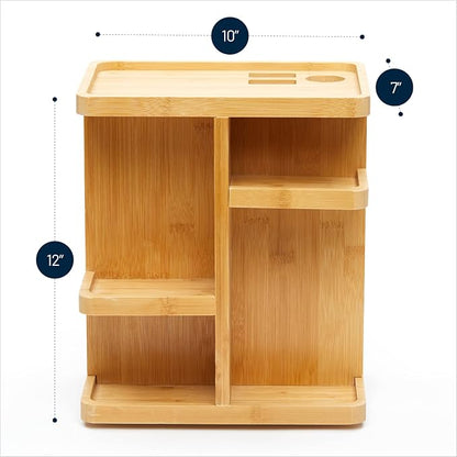 RoyalHouse Bamboo 360 Degree Rotating 12 inches Makeup Organizer, Display - Image 3
