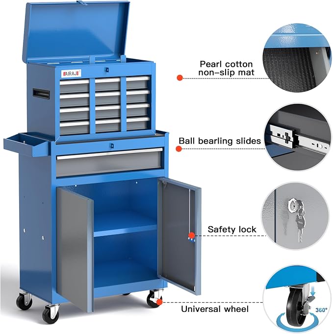 AIRAJ 7-Drawer Tool Chest with Wheels | 40'' H Rolling Tool Chest | Detachable - Image 3
