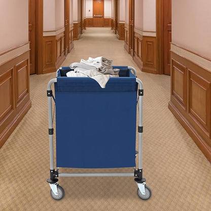 Commercial Laundry Cart with Wheels, Folding Laundry Hamper Cart, Heavy Duty - Image 5