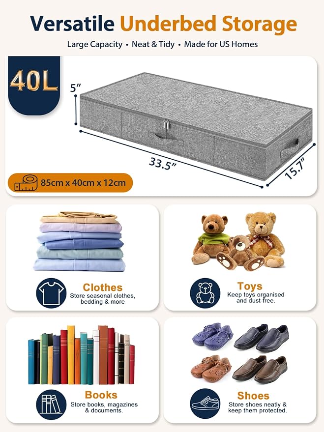 5 Inch High Under Bed Storage Containers 2-Pack, Low Profile Underbed Storage - Image 3