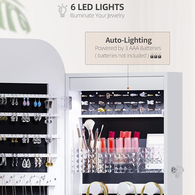 6 LED Mirror Jewelry Cabinet - Image 4