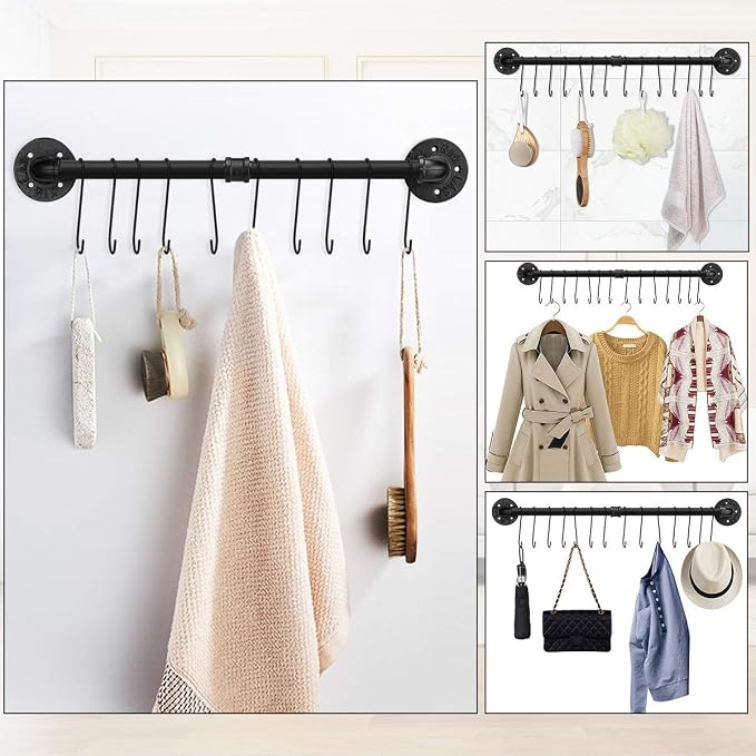 Toplife 39.4 inch Pot Rack, Kitchen Wall Mounted Detachable Pan Lid Utensils - Image 5