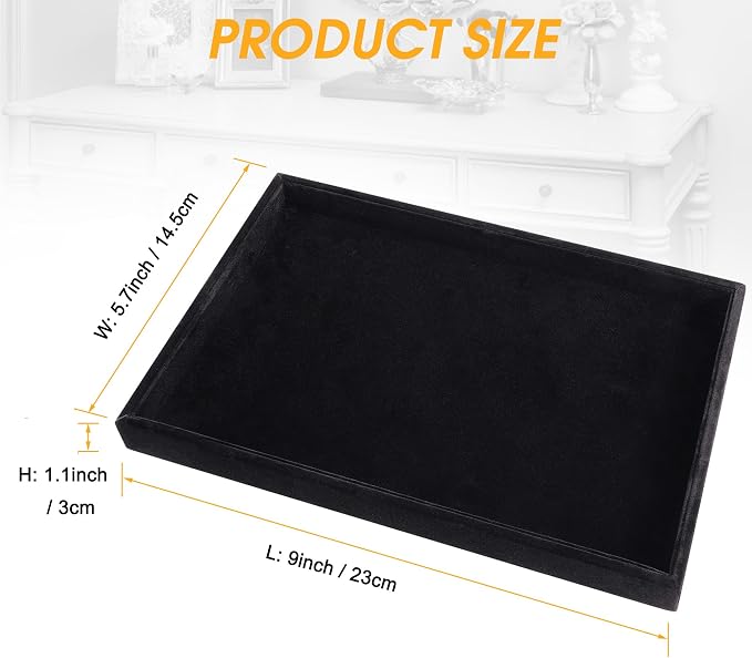 Mornajina 9" x 5.7" Velvet Jewelry Tray Jewelry Display Tray, Stackable Empty - Image 3