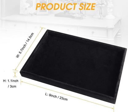 Mornajina 9" x 5.7" Velvet Jewelry Tray Jewelry Display Tray, Stackable Empty - Image 3