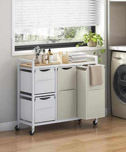 HOOBRO Laundry Sorter with 4 Section, 39 Gal. Laundry Hamper with Wheels - Image 2
