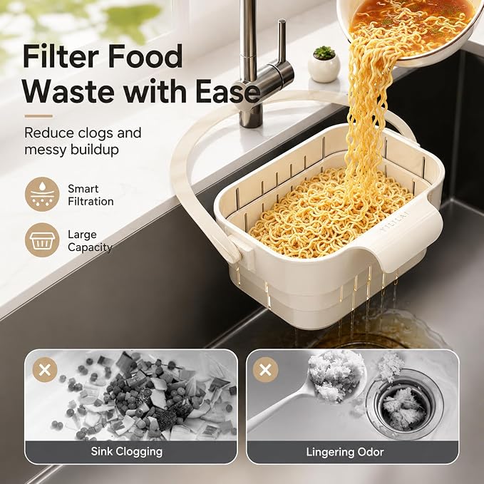 Foldable Hanging Kitchen Sink Drain, Space-Saving Hanging Sink Strainer and - Image 3
