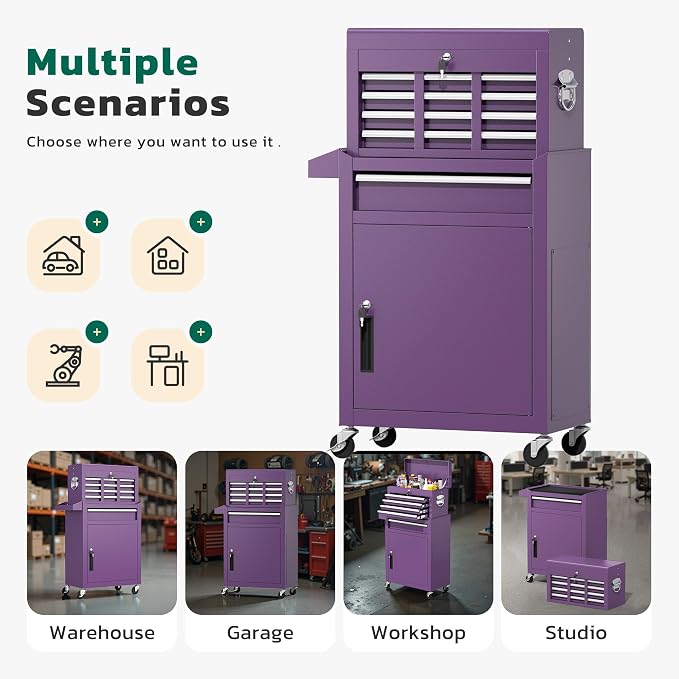 Greenvelly Tool Chest, 5-Drawer Rolling Tool Chest - Image 7