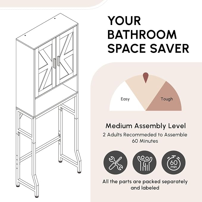 Black Over The Toilet Storage Cabinet - Image 9