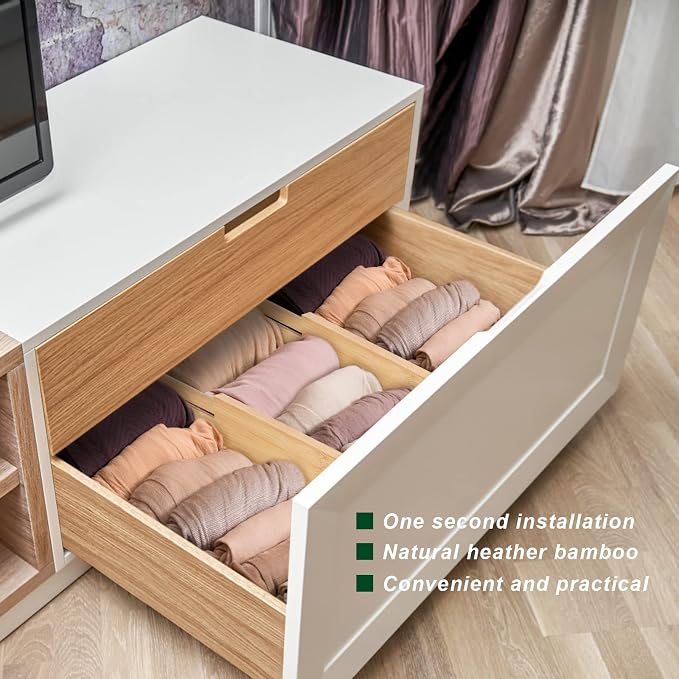 4 Pack Bamboo Drawer Dividers 2.6" High, Adjustable Length from 12 Inch to 17 - Image 5