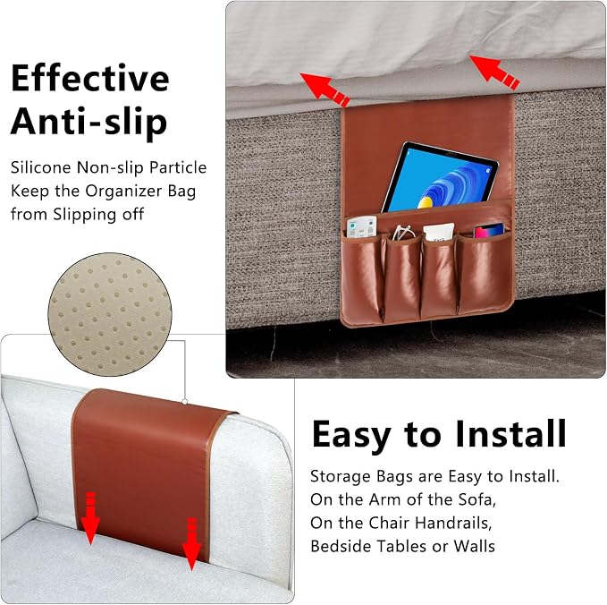 Non-slip Couch Organizer Armchair Caddy, Artificial Leather TV Remote Control - Image 4