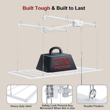 Overhead Garage Storage Rack 3x6 FT, Adjustable Ceiling Lift Storage System - Image 3