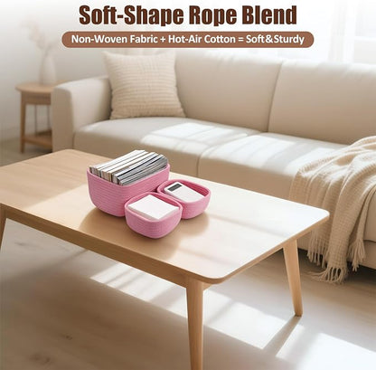 5-Pack Small Woven Rope Storage Baskets, 2 Sizes Organizer Bins | Fabric Cube - Image 6