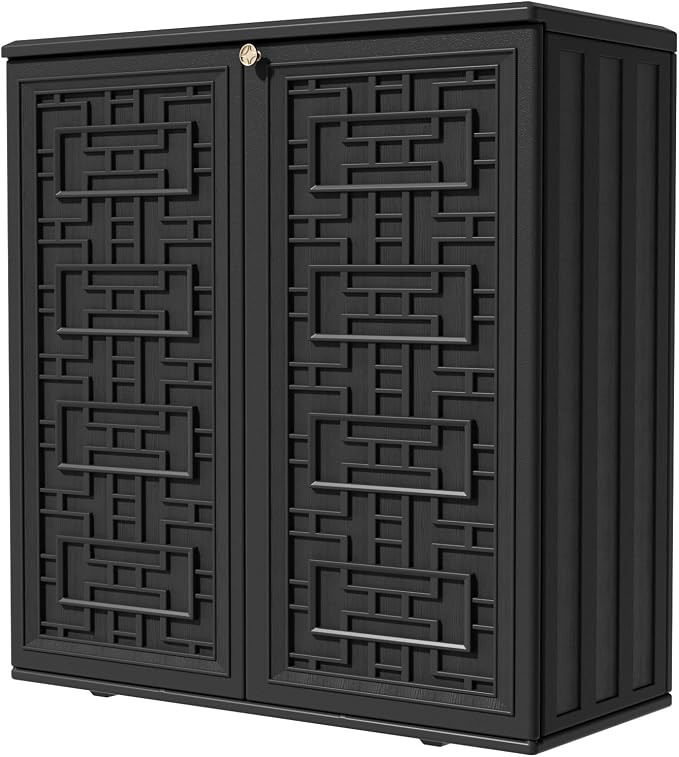 Outdoor Storage Cabinet Waterproof, Resin 62 Gallon Deck Box by KINYING