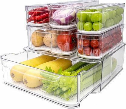 8 Pack Refrigerator Organizers, Stackable Storage Containers by SMRCAD