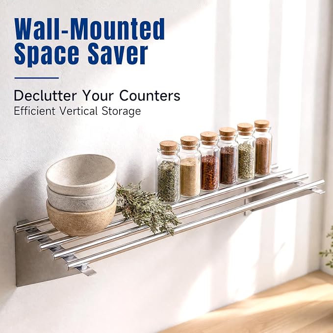 Gisafai 14×36 Inch Premium 201 Stainless Steel Tubular Wall Shelf, Commercial - Image 7