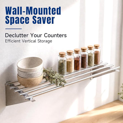 Gisafai 14×36 Inch Premium 201 Stainless Steel Tubular Wall Shelf, Commercial - Image 7