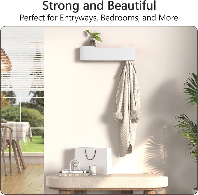 Coat Rack Wall Mount with Hidden Hooks Modern Key Holder Wood Entryway Hook - Image 5