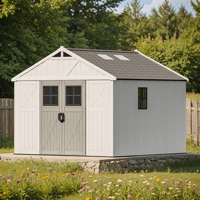 Patiowell 10x10 FT Outdoor Storage Shed, Plastic Shed by Patiowell