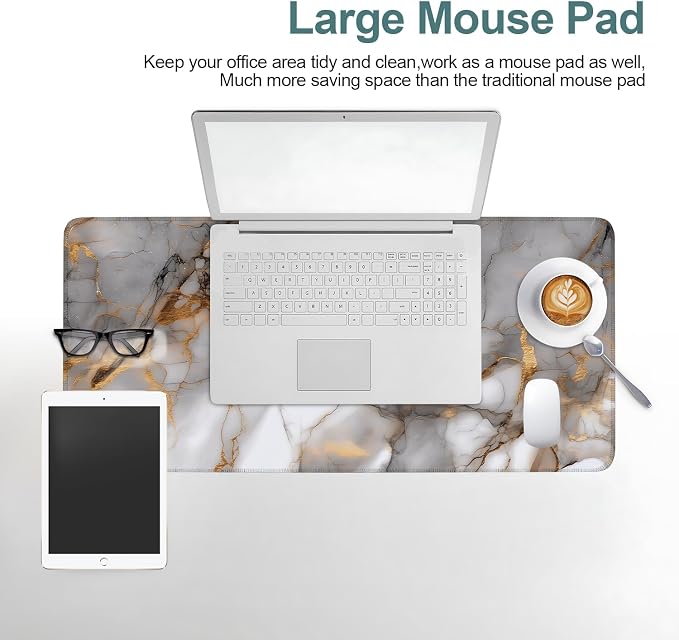 Marble Stripes Gaming Mouse Pad 31.5"x11.8"Desk Mat Anti-Slip Rubber Base & - Image 6