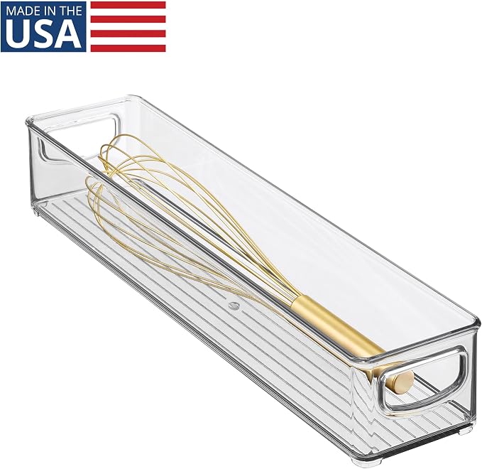 iDesign Slim Clear Plastic Storage Bin Organizer, Extra Long Narrow | Stackable - Image 2