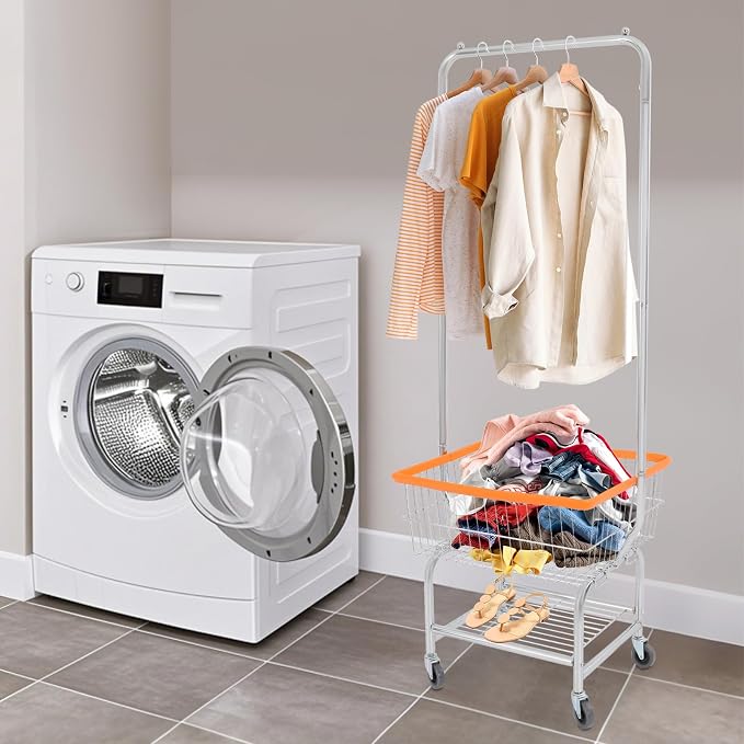 Laundry Cart, Steel Wire Laundry Cart, Laundry Basket - Image 3