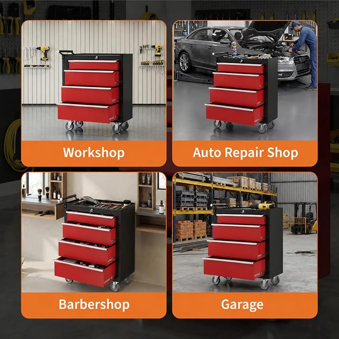 Garvee Rolling Tool Chest, 4 Drawers Tool Storage Cabinet, Toolbox - Image 6