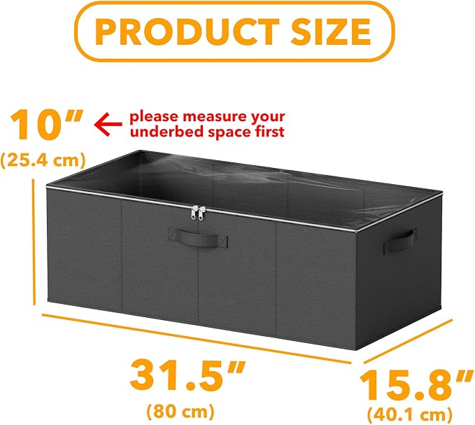 SpaceAid 3 Pack 10" High Under Bed Storage Containers, Large Underbed Storage - Image 3