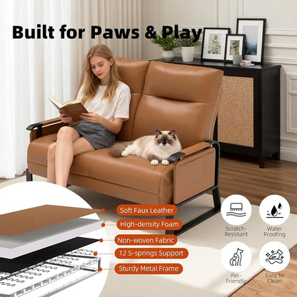 Faux Leather Loveseat, Upholstered Loveseat - Image 4
