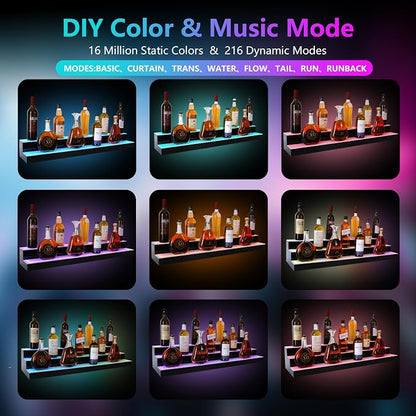 Led Lighted Liquor Bottle Display Shelf, 40 Inch 3 Tier Whiskey Rack, Support - Image 5