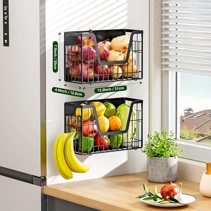2 Set Magnetic Shelf for Fridge, Potato & Onion Storage Bins, Magnetic Fruit - Image 3