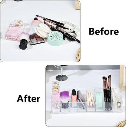 Acrylic Makeup Brush Organizers, 3 Pack 8 Section 8 Compartments Transparent - Image 5