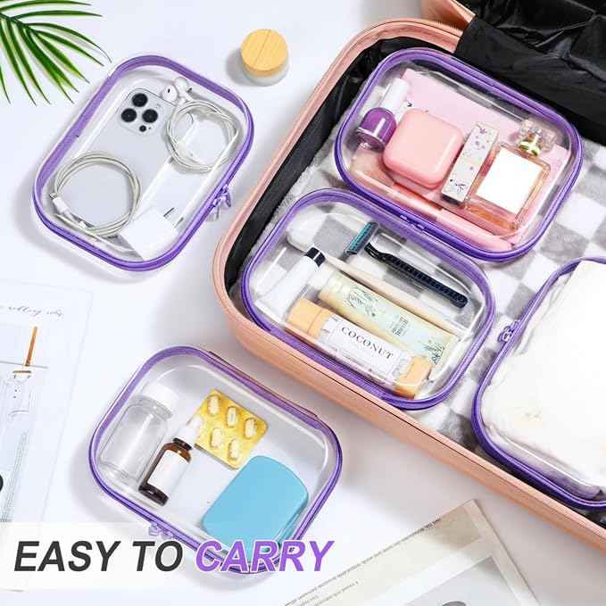 Sanwuta 6 Pcs Clear Hard Zipper Case Hard Plastic Zipper Pouches Transparent - Image 5