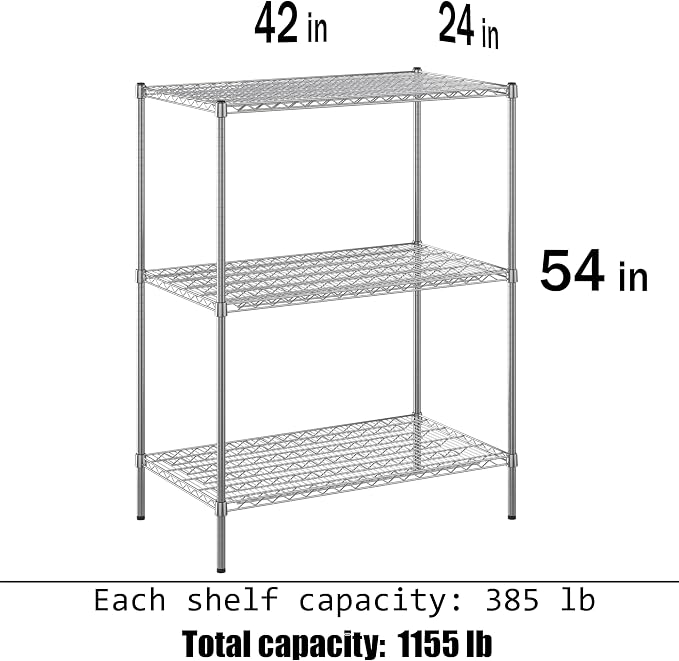 24" Deep x 42" Wide x 54" Height Wire Shelving Kit | 3-Tier | NSF Commercial - Image 3