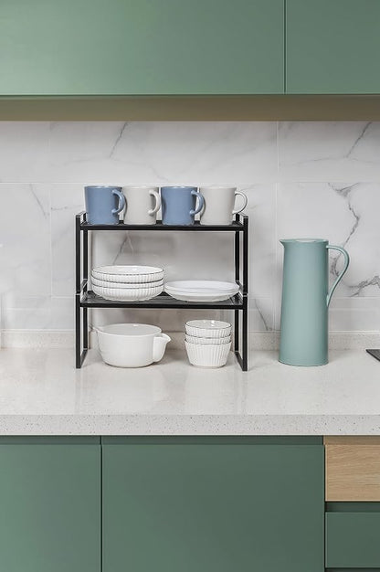 2Pack Kitchen Cabinet Shelf Counter Organizer Rack Pantry Storage Bathroom - Image 6