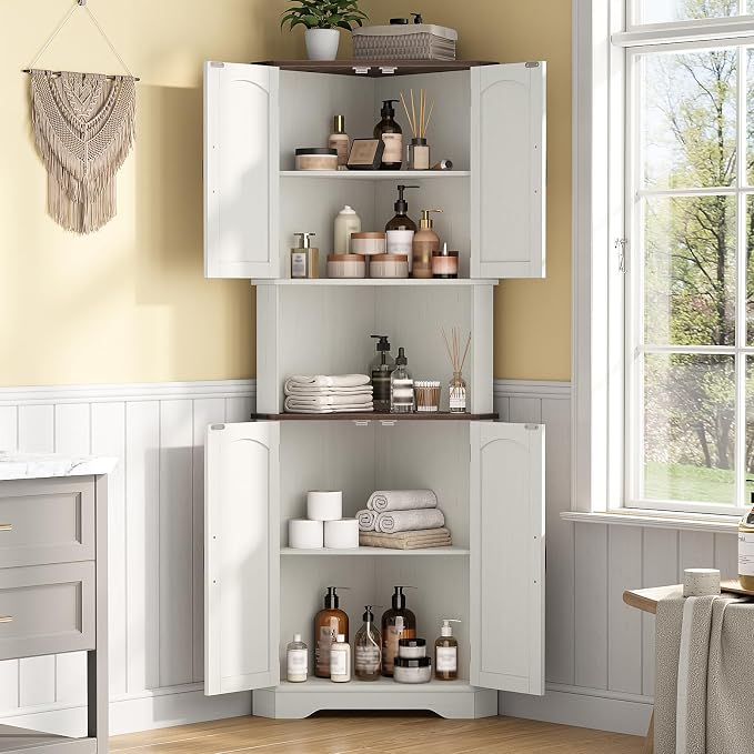 Maupvit Tall Corner Cabinet, Farmhouse Corner Storage Cabinet - Image 7