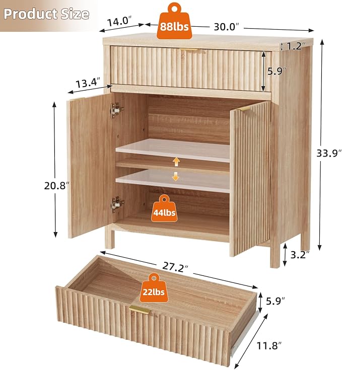 Wooden Sideboard Buffet Cabinet - Image 3