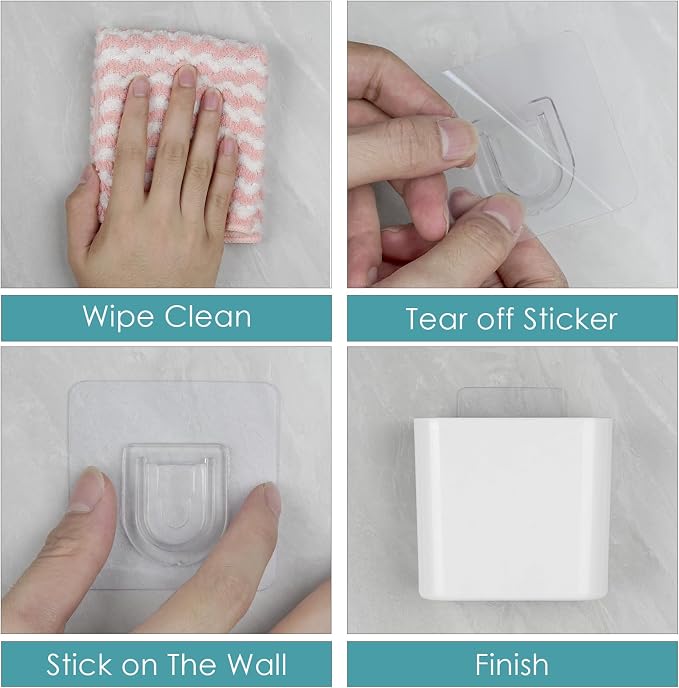 Multipurpose Wall Mount Toothbrush Holder, Self Adhesive Toothbrush Storage - Image 4