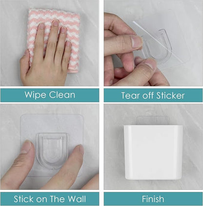 Multipurpose Wall Mount Toothbrush Holder, Self Adhesive Toothbrush Storage - Image 4