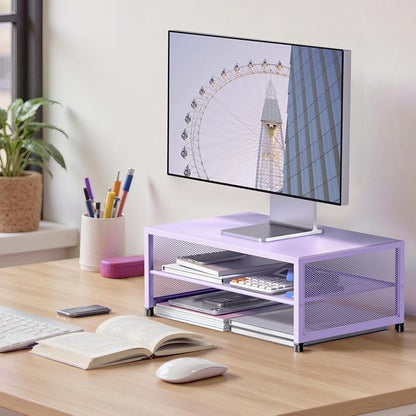 Desk Organizers and Accessories, 2-Tier Metal Computer Monitor Stand Riser - Image 2