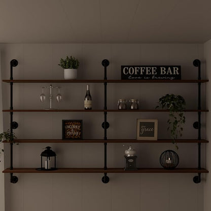 HDDFER Floating Book Shelves for Wall 4 Tier 70 inch Bookshelf Industrial Pipe - Image 4