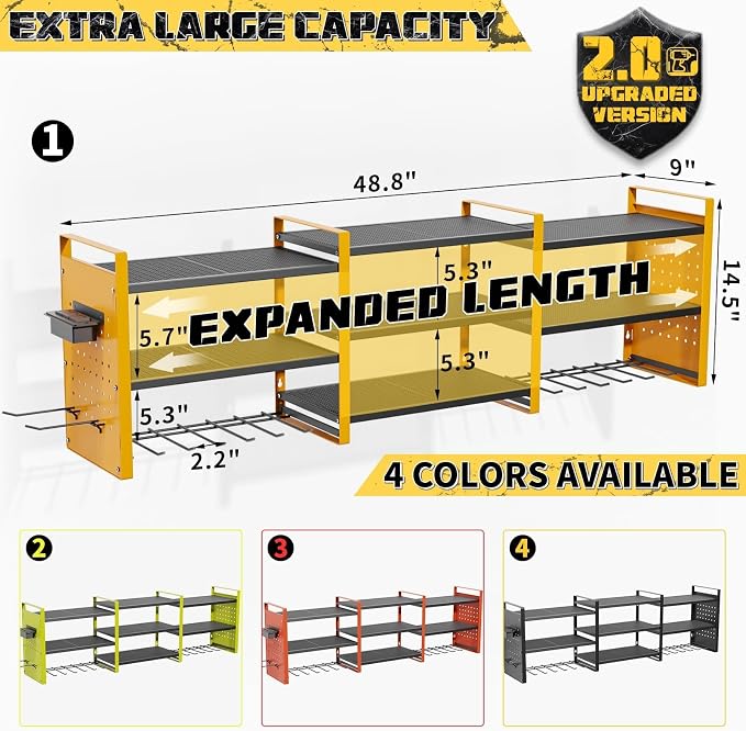 Power Tool Organizer with Charging Station Wall Mount, 3 Layer Expanded Heavy - Image 3