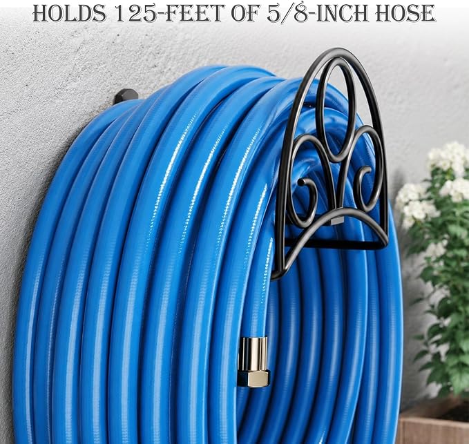Metal Garden Hose Holder Wall Mounted Water Black Hose Holder - Image 4