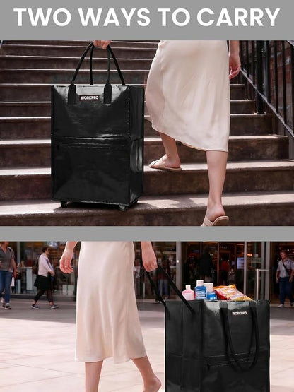 WORKPRO Medium Reusable Grocery Bag on Wheels, Heavy Duty Rolling Shopping Tote - Image 7