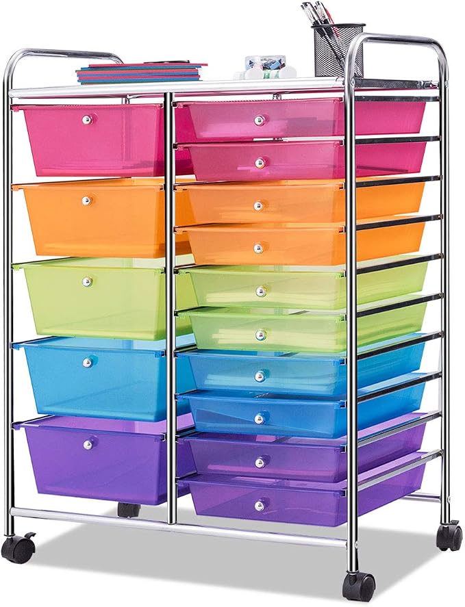 Giantex 15 Drawer Rolling Storage Cart Tools Scrapbook Paper Office School by Giantex